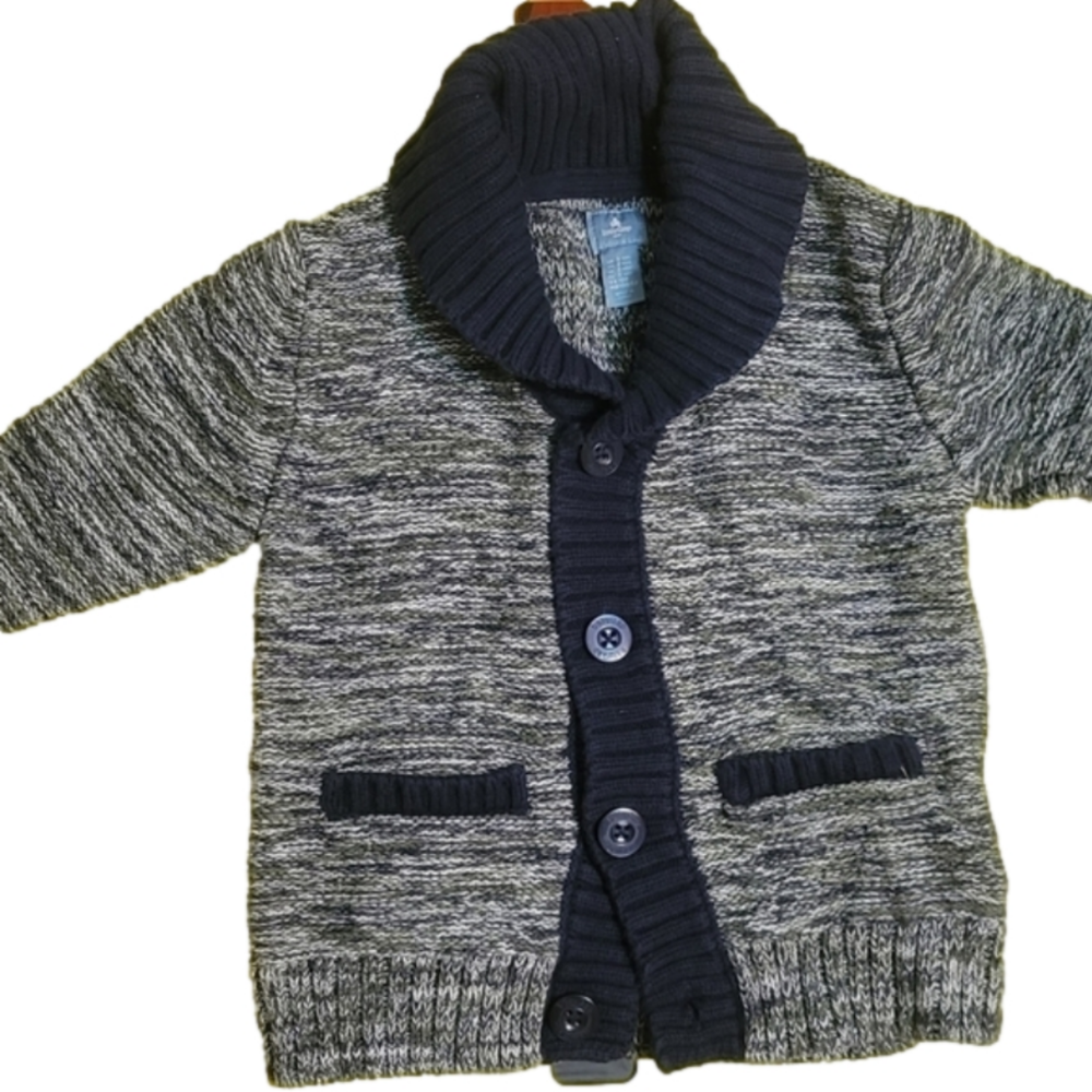 Baby GAP Boys Cardigan | Size 3 Years | Navy Blue & Green Sweater | Toddler Boys